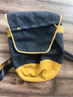 MEC Navy and Mustard Canvas Daypack - MEC Adjustable Straps backpack bag vintage